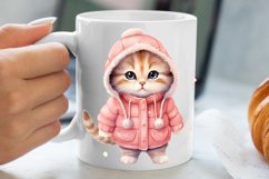 Winter Cute Pink Cat Clipart Sublimation, Christmas Pink PNG Product Image 5