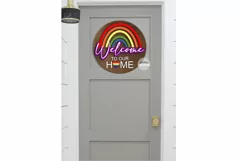 Rainbow Sign SVG | Welcome to our Home door hanger SVG Product Image 2