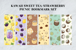 Kawaii Sweet Tea &amp; Strawberry Picnic Bookmark Set,Cute Fruit Product Image 5