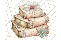 Christmas Book Clipart, Festive Reading PNG Illustrations Product Image 5