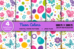 Neon Colors Digital Paper Pattern JPG Product Image 1