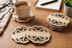 Scalloped Monogram Coaster SVG | Laser Cut Blank Template Product Image 1