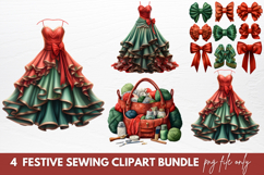 Festive Christmas Sewing Clipart Sublimation Product Image 1