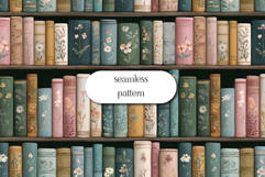 Cozy Bookshelf Seamless Pattern with Plants and Books Product Image 1