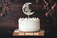 Floral moon cake topper SVG I Cake topper SVG Product Image 1