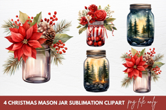 Christmas Mason Jar Sublimation Clipart Product Image 1