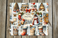 Xmas collage | 4 vintage Skinny tumbler sublimation designs Product Image 5