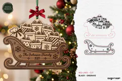 Santa Sleigh Ornament Laser Cut | Glowforge | SVG Product Image 2
