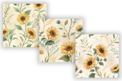 Vintage Sunflower Seamless Pattern Bundle, Watercolor Product Image 5
