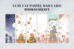 Cute Cat Pastel Daily Life Bookmark Set,Heartwarming Kitty Product Image 5