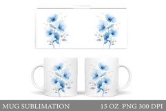 Flowers Mug Sublimation. Floral Mug Wrap Design Product Image 1