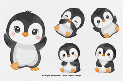 15 Bundle Watercolor Chibi Penguin Cute Kids Cold Baby White Product Image 5