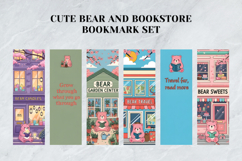 Cute Bear and Bookstore Bookmark Set,Cozy Bookshop Art Product Image 5