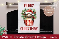 Christmas Kitchen Towel PNG, Christmas Bear Towel Design Product Image 1