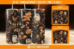 Cute Owl Seemless Tumbler Wrap Designs, Sublimation Wrap Product Image 1