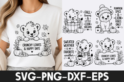 Cute Autumn Lion Quotes SVG PNG Product Image 1