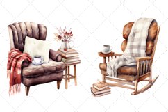 Cozy Winter Armchair Watercolor Clipart Bundle| Armchair png Product Image 5