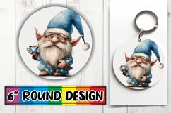 Watercolor Christmas Gnome Keychain Round Design Product Image 1