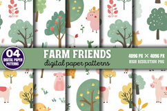 Farm Friends Digital Paper Background Bundle PNG Product Image 5