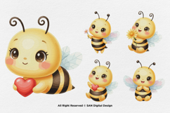15 Bundle Watercolor Cute Girl Bee Baby Honey Sting Fly Buzz Product Image 5