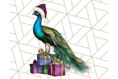 Peacock Christmas Clipart in Jewel Tones, Christmas Png Product Image 5