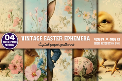 Vintage Easter Ephemera Digital Paper PNG Product Image 1
