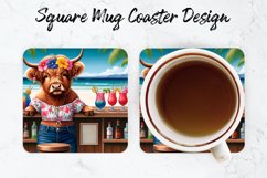 Highland Cow Mug coaster | Coaster | Sublimation Design Product Image 1