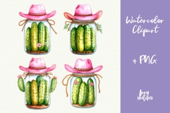 4 Pickle Jar Pink Cowboy Kawaii Cactus Sublimation Design Product Image 1