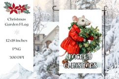 Cartoon Christmas Mouse Garden Flag Template Product Image 1