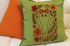 Fall Ghost Boho Halloween Png, Boho Floral Fall Png Product Image 4