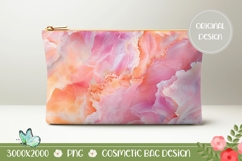 Abstract Cosmetic Bag, Pink Marble Cosmetic Bag Template Product Image 1