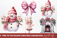 Pink Tis The Season Christmas Sublimation Clipart Product Image 1