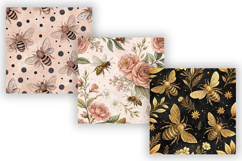 Princess Bee Digital Paper Pack, Seamless Rose Gold Floral Product Image 5