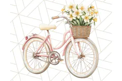 Bicycle with Flowers PNG, Pastel Spring Floral Bike Clipart Product Image 5