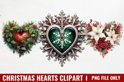 Christmas Hearts Watercolor Clipart Product Image 1