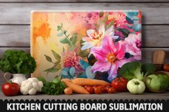 Cutting Board Sublimation Design - Flowers Sublimation PNG Product Image 1