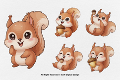 15 Bundle Watercolor Cute Squirrel Burrow Rodent Nut Small Product Image 5