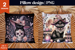 Witchy Black Cat Halloween pillow Kawaii Witch Cat Pillow Product Image 1