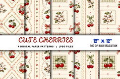 Cute Cherries Digital Paper JPG Product Image 1