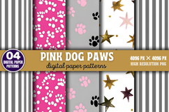 Pink Dog Paws Digital Papers PNG Product Image 1