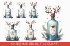 Christmas Gin Bottle clipart, Christmas Bottle Sublimation Product Image 1