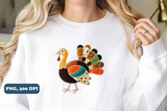 Thanksgiving Png Patchwork Turkey Png sublimation Product Image 5