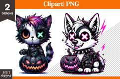 Creepy Cute Halloween clipart, Halloween Scary cute Cat Dog Product Image 1