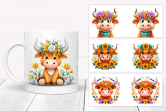 Highland Cow Mug Bundle. Cute Cow Mug Sublimation Product Image 4