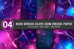 Neon Broken Glass Glow Digital Paper Product Image 1