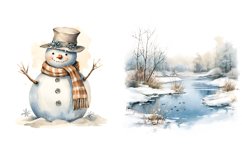 Winter Cottagecore Clipart Watercolor, Set of 20 Png Product Image 5