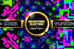 Neon Pink Electric Digital Papers - 04 variations Product Image 1