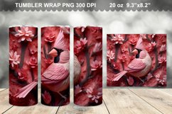Pink 3D Cardinal Bird Flowers Tumbler Design Product Image 1