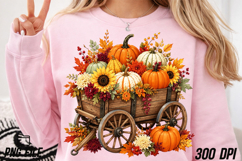 Autumn Pumpkin Wagon Floral PNG Product Image 5