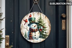 Red Plaid Snowman Round Sign | Round Sublimation Design PNG Product Image 1